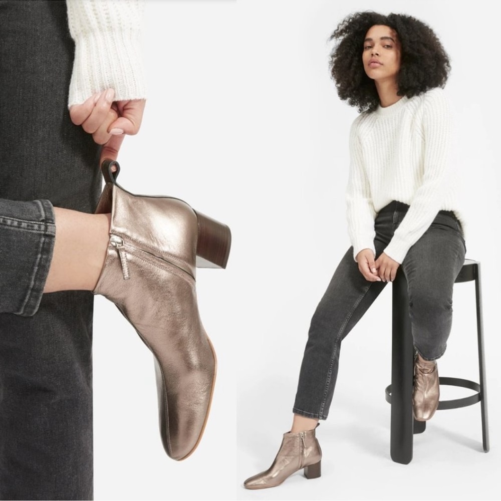 Everlane "Day Boot" Pewter/Gold Leather